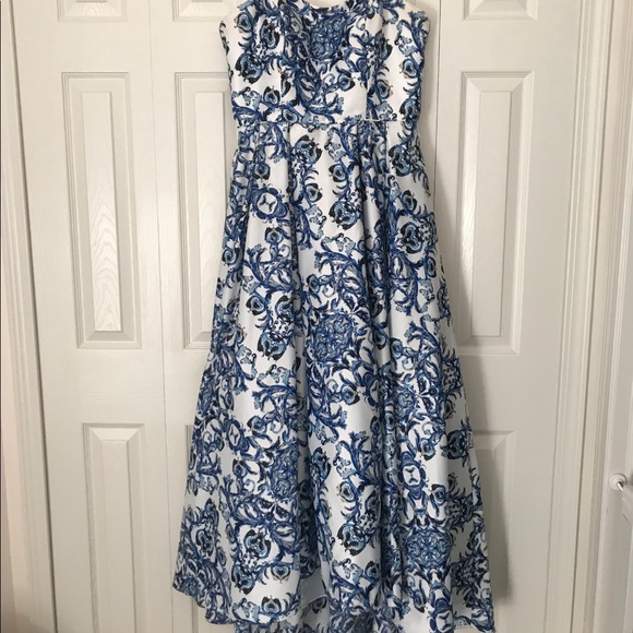 Betsy & Adam | Dresses | Floral Blue And White Prom Dress Size 2 | Poshmark
